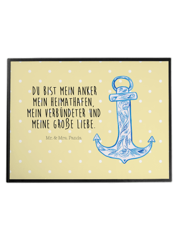 Mr. & Mrs. Panda Schreibtischunterlage Anker Blau mit Spruch in Gelb Pastell