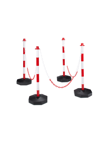 relaxdays 4x Absperrpfosten in Rot-Weiß - (B)28 x (H)82 x (T)28 cm