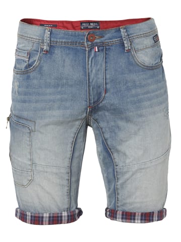 KOROSHI DENIM SHORTS CUTS REGULAR FIT in blau