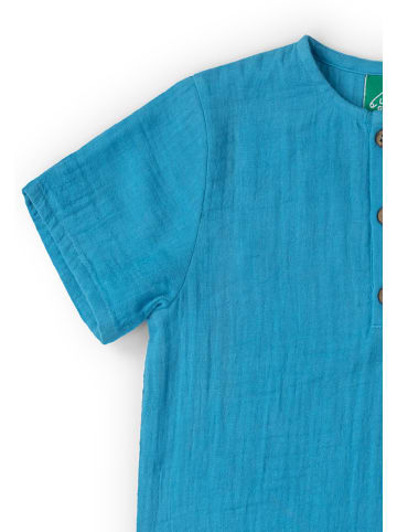 Little Green Radicals Kurzärmeliges Henley-Top in Blau