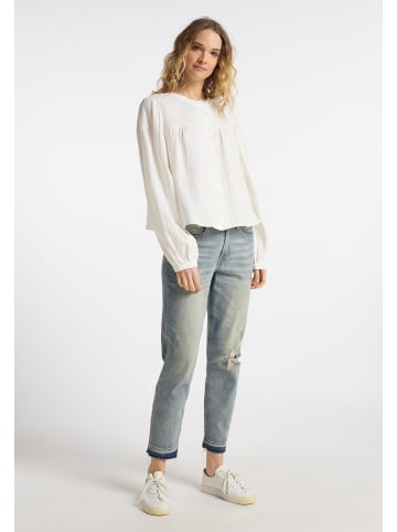 DreiMaster Damen Bluse Aus Baumwollmusselin in Wollweiss