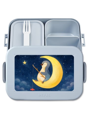 Mr. & Mrs. Panda Bentobox Pinguin Mond Design ohne Spruch in Blau Pastell