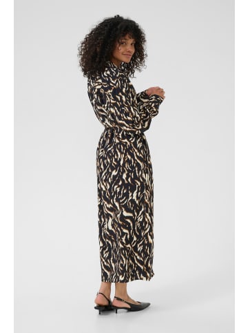 Kaffe Kleid KAmille Loose fit in Black/Brown Graphic Animal