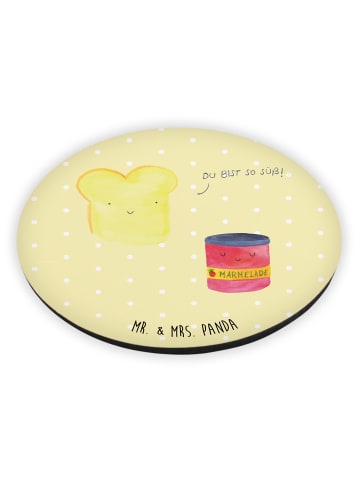 Mr. & Mrs. Panda Rund Magnet Toast Marmelade ohne Spruch in Gelb Pastell