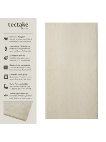 tectake Kurzflorteppich Soft Zone, rutschfeste Unterseite, beige