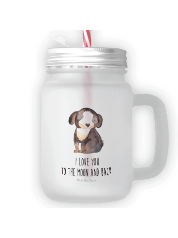 Mr. & Mrs. Panda Trinkglas Mason Jar Hund Entspannen mit Spruch in Transparent