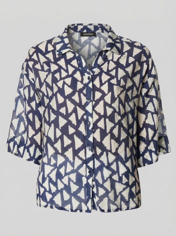 KOROSHI Damenhemd mit kurzen Ärmeln in blau