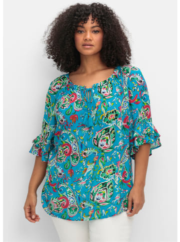 sheego by Joe Browns Crinklebluse in blau gemustert