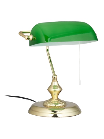 relaxdays Bankerlampe in Grün/ Messing - (H) 31 cm