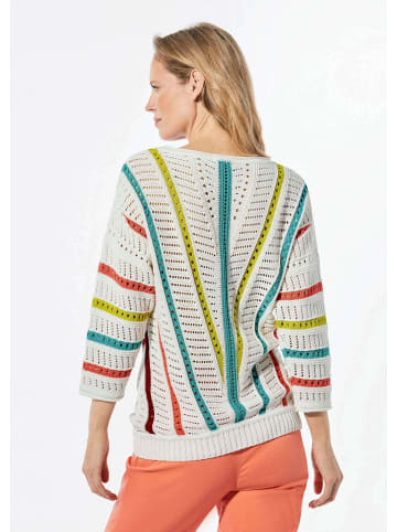 GOLDNER Strickpullover mit U-Boot-Ausschnitt in cremeweiß / gemustert