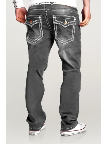 behype Jeanshose Stitch in grau