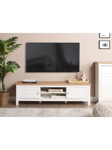 Beliani TV-Schrank ATOCA in Weiß/Braun - (W) 140 x (H) 41 x (L) 39 cm