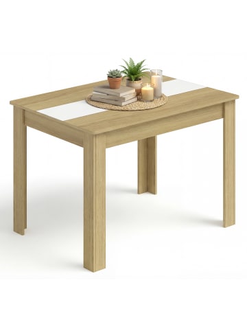 VCM Esstisch Küchentisch B. 140 x T. 80 cm Disalo in Honig-Eiche / Weiß