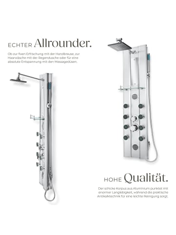 tectake Aluminium Duschpaneel  Antikalktechnik, silber