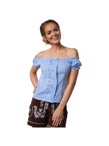 tectake Kurzärmelige Dirndlbluse aus reiner Baumwolle mit Carmen-Ausschnitt
