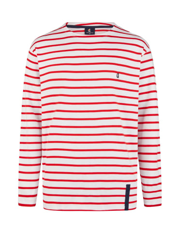 Wind Sportswear Langarm Shirt gestreift in weiß-rot