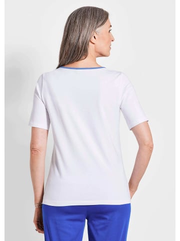 GOLDNER Kurzgröße:  Printshirt Sommeroberteil mit Frontdruck in weiß / gemustert
