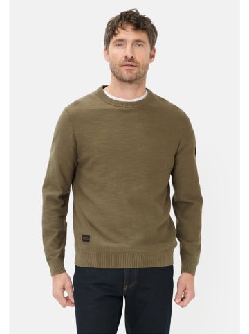 Camel Active Strickpullover aus reiner Baumwolle in Olivgrün