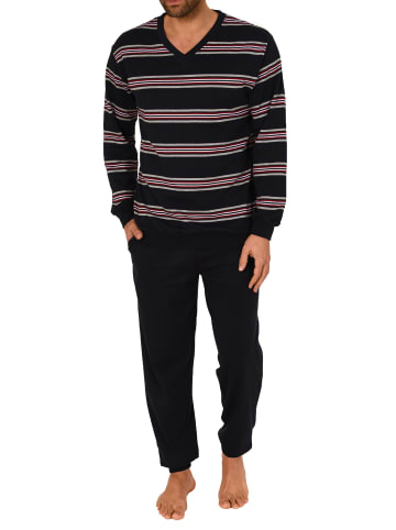 NORMANN langarm Schlafanzug Bündchen Kuschel interlock - 81534 in marine