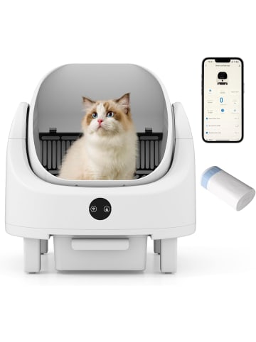 COSTWAY Selbstreinigende Katzentoilette in Weiß