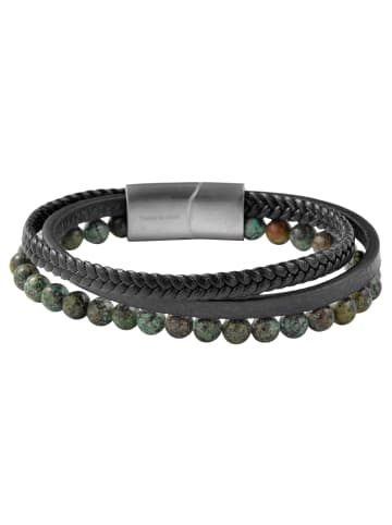 Adeliás Unisex Armband – Lederarmband aus Leder mit Tigerauge 21 cm in schwarz
