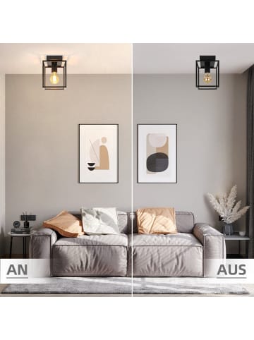 ZMH Deckenleuchte in Schwarz 1-flammige E27 Retro Küchenlampe aus Metall