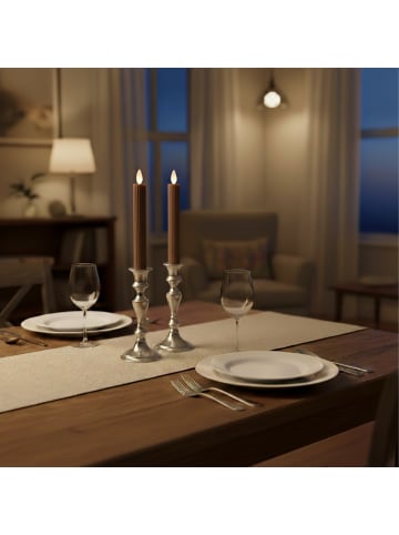 relaxdays 2 x LED Stabkerzen in Coffee