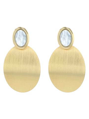 Adeliás Damen Ohrringe – Ohrstecker aus Edelstahl mit Perlmutt in gold