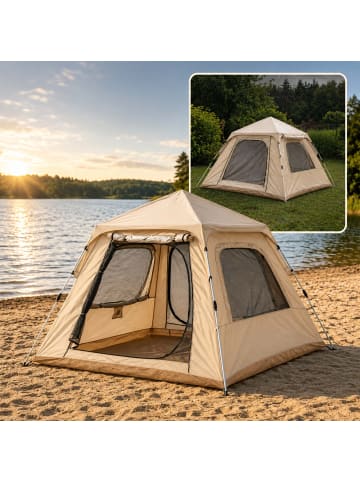 relaxdays Campingzelt in Beige – (B)240 x (H)155 x (T)240 cm