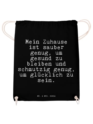 Mr. & Mrs. Panda gym tasche Mein Zuhause ist sauber... mit Spruch in Schwarz