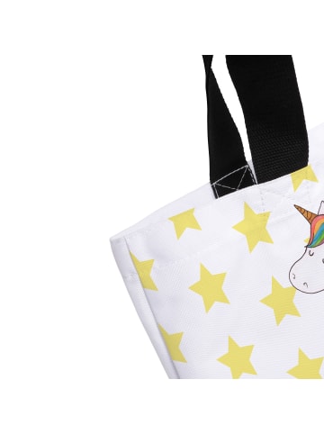 Mr. & Mrs. Panda Henkeltasche Einhorn Regenbogen mit Spruch in Weiß