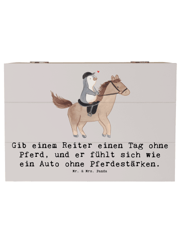 Mr. & Mrs. Panda Holzkiste Reitsport Liebe mit Spruch in Grau Pastell
