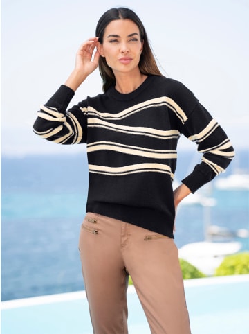 Heine Langarm-Pullover in schwarz-sand-gemustert
