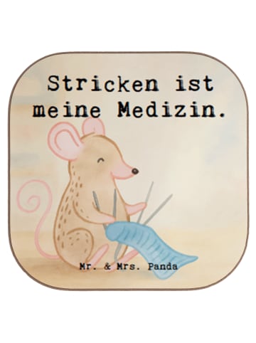 Mr. & Mrs. Panda Tischuntersetzer Maus Stricken Design mit Spruch in Weiß
