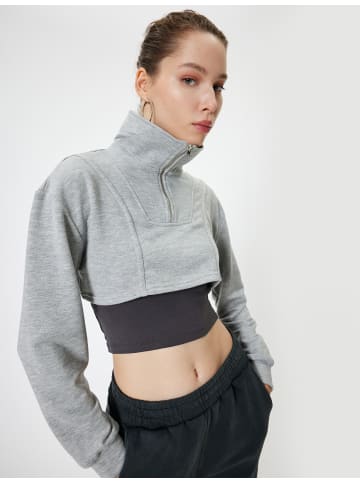KOTON Sweatshirt in Grau Melange Gemustert