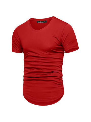 Amaci&Sons Basic Oversize T-Shirt mit V-Ausschnitt BELLEVUE in Rot