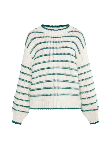 DreiMaster Maritim Strickpullover in Wollweiss Grün