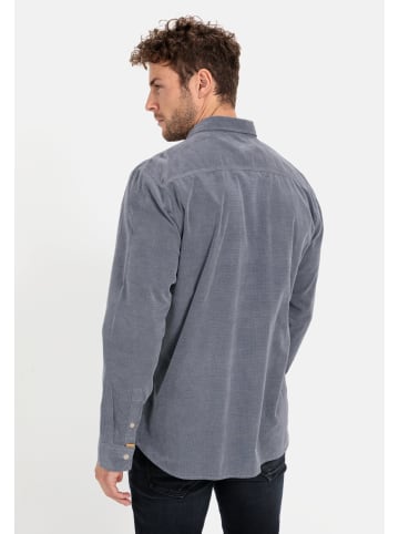 Camel Active Langarm Hemd in Regular Fit aus Cord in Denim Blau