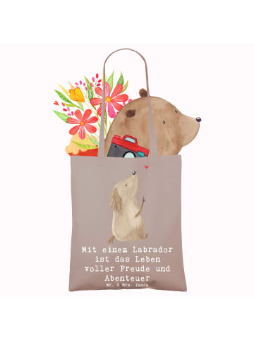 Mr. & Mrs. Panda Schultertasche Labradorleben mit Spruch in Braun Pastell