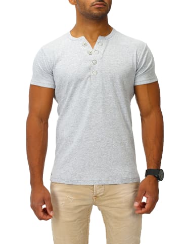 Joe Franks Joe Franks Basic T-Shirt kurzarm Big Button in grey melange