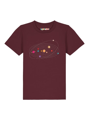 wat? Apparel T-Shirt Sonnensystem in Weinrot