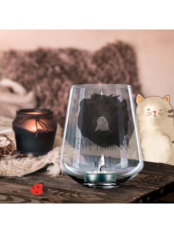 Mr. & Mrs. Panda Glas Teelichthalter Bär Königin mit Spruch in Transparent