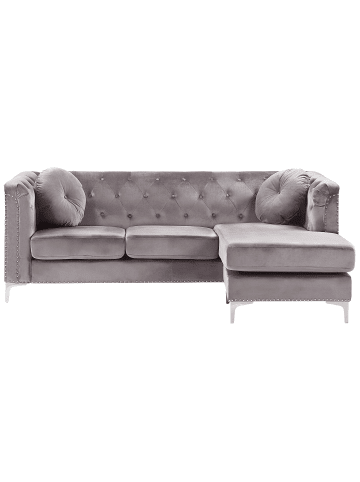 Beliani Ecksofa FLEN in Grau/Silber - (W) 212 x (H) 77 x (L) 145 cm linksseitig