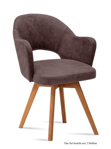 58 aufm Kessel ARMLEHNSTUHL (2er-Set) Dolly 59x87x61 Eiche geölt/Braun