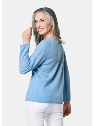 GOLDNER Kaschmirpullover Kaschmirpullover mit U-Boot Ausschnitt in pazifikblau