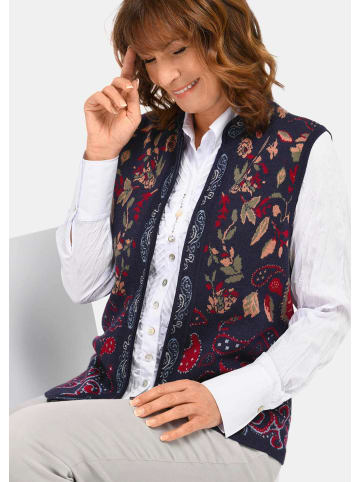 GOLDNER Strickweste Elegante Viskose-Weste mit Muster in dunkelblau / gemustert