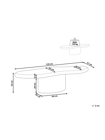 Beliani Couchtisch CONZA in Weiß - (W) 120 x (H) 34 x (L) 57 cm