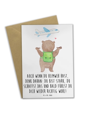 Mr. & Mrs. Panda Glückwunschkarte Heimweh überwinden mit Spruch in Weiß
