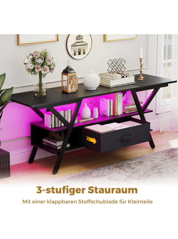 COSTWAY TV-Ständer mit LED-Leuchten & USB Type-C in Schwarz