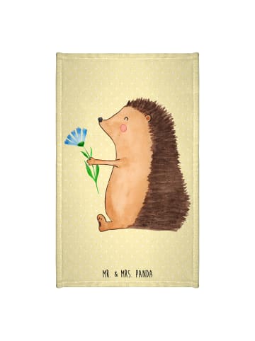 Mr. & Mrs. Panda Gästehandtuch Igel Blumen ohne Spruch in Gelb Pastell